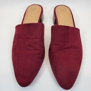 A New Day Women’s Codi Burgundy Mules SlipOn Loafers Sz 8 Suede-Look Flats